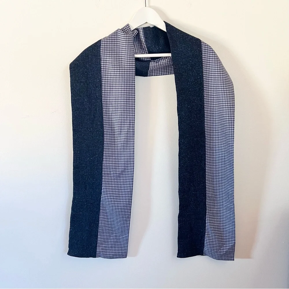 Navy Blue and White Checkered Scarf